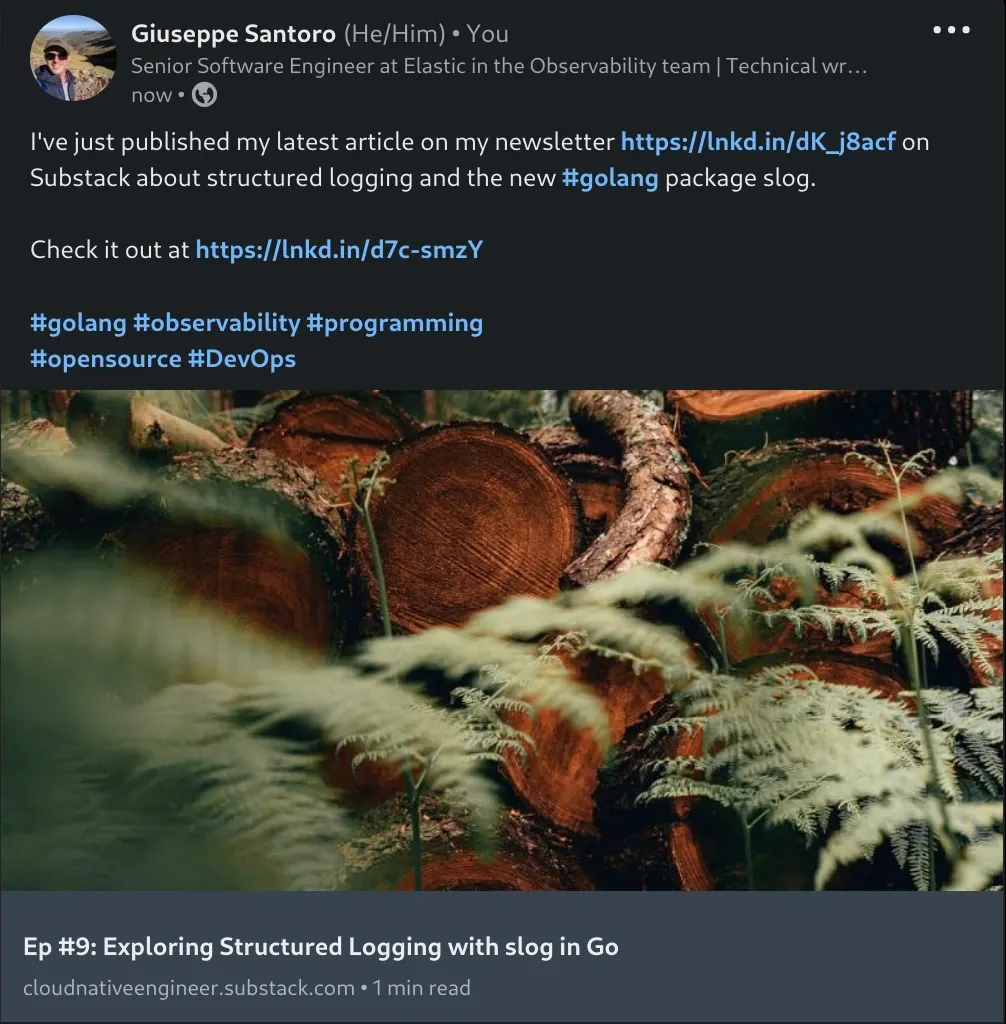 Sample LinkedIn post generated by the code above